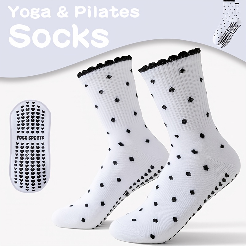 Pilates Yoga And Barre - 여성용 화이트 블랙 도트 논슬립 중목