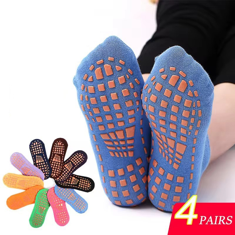 Pilates Yoga Footwear - 4 쌍의 순수 코튼 요가 양말